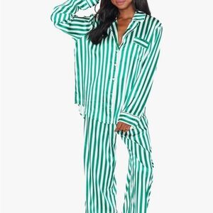 Amazon Green and White Striped Pajama Set